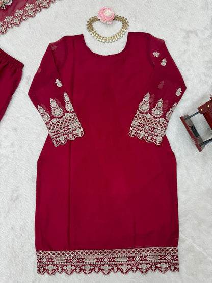 Dark Red Gorgette Desi Shahara