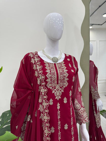 Dark Red Gorgette Desi Shahara